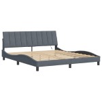 vidaXL Cadru de pat cu lumini LED, gri închis, 180x200 cm, catifea