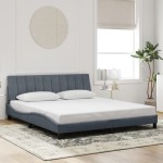 vidaXL Cadru de pat cu lumini LED, gri închis, 180x200 cm, catifea