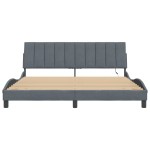 vidaXL Cadru de pat cu lumini LED, gri închis, 180x200 cm, catifea