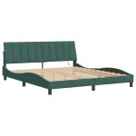 vidaXL Cadru de pat cu lumini LED, verde închis, 180x200 cm, catifea