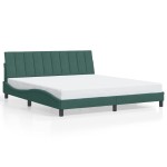 vidaXL Cadru de pat cu lumini LED, verde închis, 180x200 cm, catifea