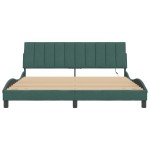 vidaXL Cadru de pat cu lumini LED, verde închis, 180x200 cm, catifea