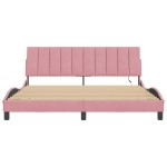 vidaXL Cadru de pat cu lumini LED, roz, 180x200 cm, catifea