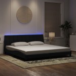 vidaXL Cadru de pat cu lumini LED, negru, 200x200 cm, catifea