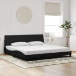 vidaXL Cadru de pat cu lumini LED, negru, 200x200 cm, catifea