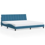 vidaXL Cadru de pat cu lumini LED, albastru, 200x200 cm, catifea