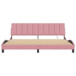vidaXL Cadru de pat cu lumini LED, roz, 200x200 cm, catifea