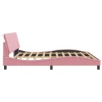 vidaXL Cadru de pat cu lumini LED, roz, 200x200 cm, catifea