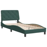 vidaXL Cadru de pat cu lumini LED, verde închis, 80x200 cm, catifea