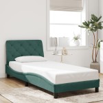 vidaXL Cadru de pat cu lumini LED, verde închis, 80x200 cm, catifea