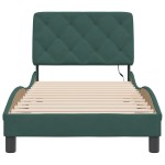 vidaXL Cadru de pat cu lumini LED, verde închis, 80x200 cm, catifea