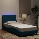 vidaXL Cadru de pat cu lumini LED, albastru, 80x200 cm, catifea vidaXL Cadru de pat cu lumini LED, albastru, 80x200 cm, catifea