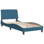 vidaXL Cadru de pat cu lumini LED, albastru, 80x200 cm, catifea vidaXL Cadru de pat cu lumini LED, albastru, 80x200 cm, catifea