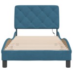 vidaXL Cadru de pat cu lumini LED, albastru, 80x200 cm, catifea vidaXL Cadru de pat cu lumini LED, albastru, 80x200 cm, catifea
