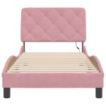 vidaXL Cadru de pat cu lumini LED, roz, 80x200 cm, catifea