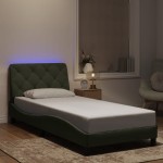 vidaXL Cadru de pat cu lumini LED, gri deschis, 90x190 cm, catifea vidaXL Cadru de pat cu lumini LED, gri deschis, 90x190 cm, catifea