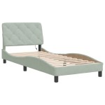 vidaXL Cadru de pat cu lumini LED, gri deschis, 90x190 cm, catifea vidaXL Cadru de pat cu lumini LED, gri deschis, 90x190 cm, catifea