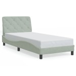 vidaXL Cadru de pat cu lumini LED, gri deschis, 90x190 cm, catifea vidaXL Cadru de pat cu lumini LED, gri deschis, 90x190 cm, catifea