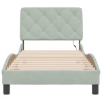 vidaXL Cadru de pat cu lumini LED, gri deschis, 90x190 cm, catifea vidaXL Cadru de pat cu lumini LED, gri deschis, 90x190 cm, catifea