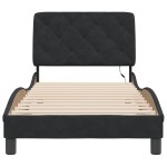 vidaXL Cadru de pat cu lumini LED, negru, 90x190 cm, catifea