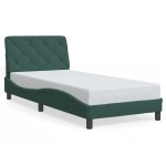 vidaXL Cadru de pat cu lumini LED, verde închis, 90x190 cm, catifea