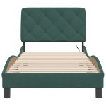 vidaXL Cadru de pat cu lumini LED, verde închis, 90x190 cm, catifea