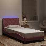 vidaXL Cadru de pat cu lumini LED, roz, 90x190 cm, catifea vidaXL Cadru de pat cu lumini LED, roz, 90x190 cm, catifea