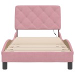 vidaXL Cadru de pat cu lumini LED, roz, 90x190 cm, catifea vidaXL Cadru de pat cu lumini LED, roz, 90x190 cm, catifea