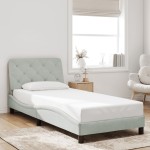 vidaXL Cadru de pat cu lumini LED, gri deschis, 90x200 cm, catifea vidaXL Cadru de pat cu lumini LED, gri deschis, 90x200 cm, catifea