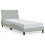 vidaXL Cadru de pat cu lumini LED, gri deschis, 90x200 cm, catifea vidaXL Cadru de pat cu lumini LED, gri deschis, 90x200 cm, catifea
