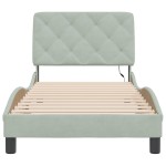 vidaXL Cadru de pat cu lumini LED, gri deschis, 90x200 cm, catifea vidaXL Cadru de pat cu lumini LED, gri deschis, 90x200 cm, catifea