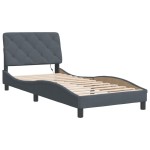 vidaXL Cadru de pat cu lumini LED, gri închis, 152x203 cm, catifea
