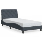 vidaXL Cadru de pat cu lumini LED, gri închis, 152x203 cm, catifea