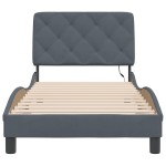 vidaXL Cadru de pat cu lumini LED, gri închis, 152x203 cm, catifea