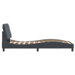 vidaXL Cadru de pat cu lumini LED, gri închis, 152x203 cm, catifea