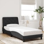 vidaXL Cadru de pat cu lumini LED, negru, 90x200 cm, catifea