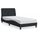 vidaXL Cadru de pat cu lumini LED, negru, 90x200 cm, catifea