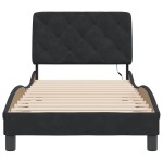 vidaXL Cadru de pat cu lumini LED, negru, 90x200 cm, catifea