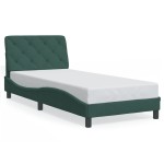 vidaXL Cadru de pat cu lumini LED, verde închis, 90x200 cm, catifea