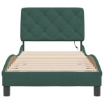 vidaXL Cadru de pat cu lumini LED, verde închis, 90x200 cm, catifea