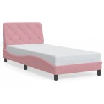 vidaXL Cadru de pat cu lumini LED, roz, 90x200 cm, catifea