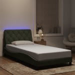 vidaXL Cadru de pat cu lumini LED, gri deschis, 100x200 cm, catifea vidaXL Cadru de pat cu lumini LED, gri deschis, 100x200 cm, catifea
