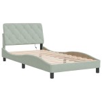 vidaXL Cadru de pat cu lumini LED, gri deschis, 100x200 cm, catifea vidaXL Cadru de pat cu lumini LED, gri deschis, 100x200 cm, catifea