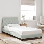 vidaXL Cadru de pat cu lumini LED, gri deschis, 100x200 cm, catifea vidaXL Cadru de pat cu lumini LED, gri deschis, 100x200 cm, catifea