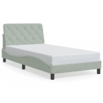 vidaXL Cadru de pat cu lumini LED, gri deschis, 100x200 cm, catifea vidaXL Cadru de pat cu lumini LED, gri deschis, 100x200 cm, catifea