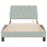 vidaXL Cadru de pat cu lumini LED, gri deschis, 100x200 cm, catifea vidaXL Cadru de pat cu lumini LED, gri deschis, 100x200 cm, catifea