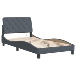 vidaXL Cadru de pat cu lumini LED, gri închis, 100x200 cm, catifea vidaXL Cadru de pat cu lumini LED, gri închis, 100x200 cm, catifea
