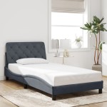vidaXL Cadru de pat cu lumini LED, gri închis, 100x200 cm, catifea vidaXL Cadru de pat cu lumini LED, gri închis, 100x200 cm, catifea