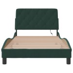 vidaXL Cadru de pat cu lumini LED, verde închis, 100x200 cm, catifea