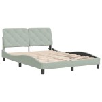 vidaXL Cadru de pat cu lumini LED, gri deschis, 120x200 cm, catifea